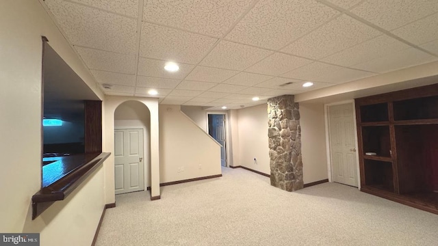 9 Whirlaway Dr, Bear, DE 19701 - finished basement with carpet, recessed lighting, baseboards, and a drop ceiling