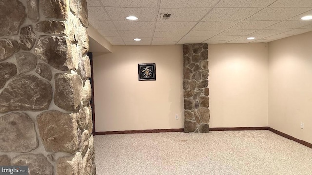 9 Whirlaway Dr, Bear, DE 19701 - finished basement with recessed lighting, carpet, a paneled ceiling, and baseboards