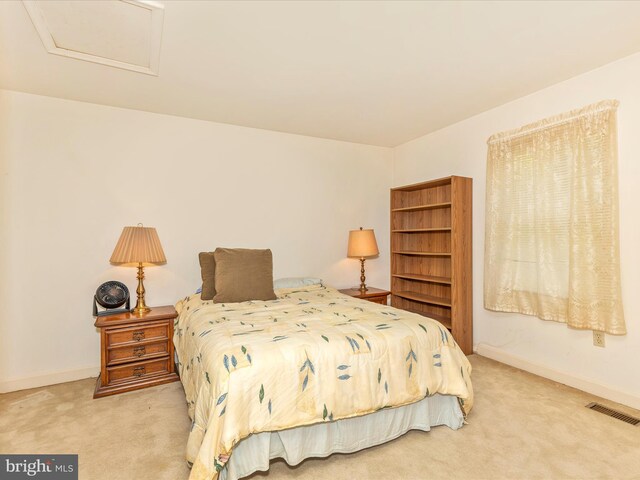 2409 Bear Den Rd, Frederick, MD 21701 - bedroom featuring light carpet, attic access, and baseboards