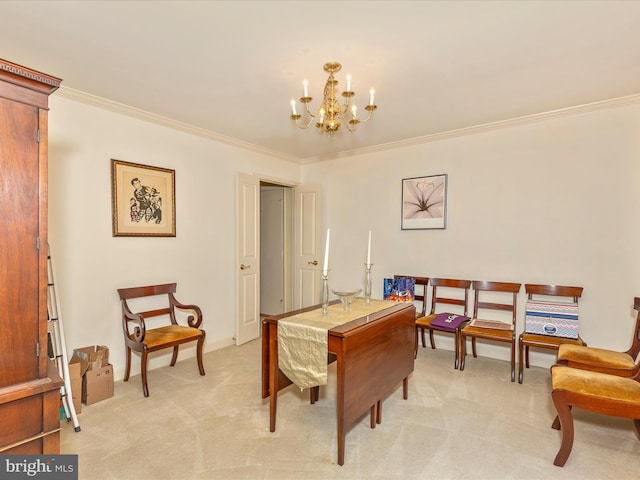 2409 Bear Den Rd, Frederick, MD 21701 - recreation room with crown molding, a chandelier, and light carpet