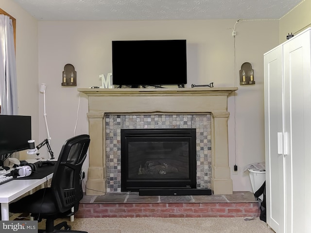 24950 Morgan Rd, Hollywood, MD 20636 - detailed view of a fireplace, carpet flooring, and a desk