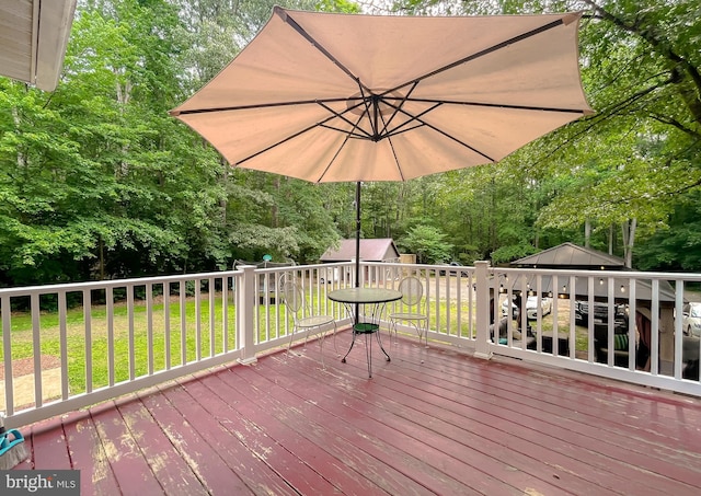 24950 Morgan Rd, Hollywood, MD 20636 - wooden deck with view of scattered trees and a lawn