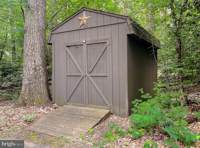 24950 Morgan Rd, Hollywood, MD 20636 - view of shed with a wooded view