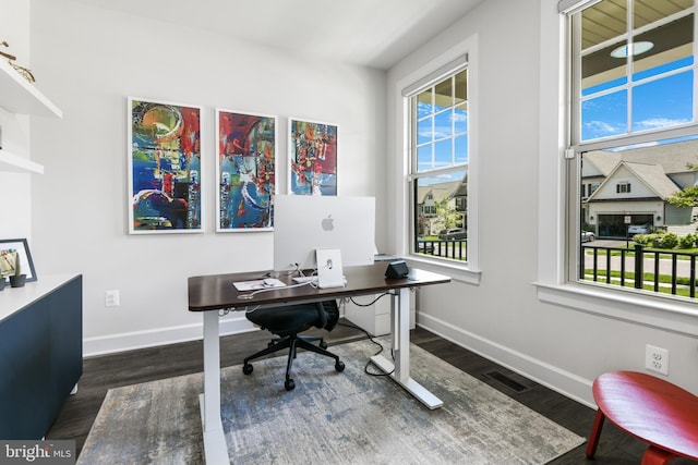 8516 Silver Laurel Ln, Frederick, MD 21704 - office space featuring wood finished floors, baseboards, and plenty of natural light