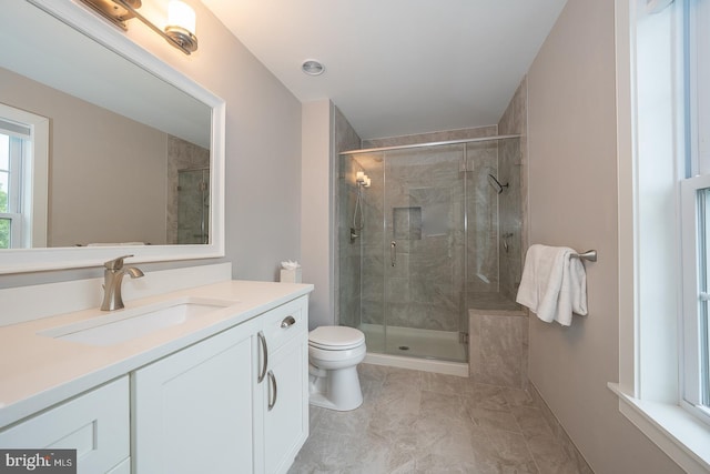 11 Ridings Way, West Chester, PA 19382 - bathroom featuring toilet, vanity, a shower stall, and baseboards