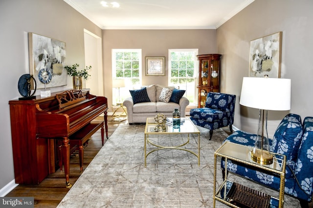 9111 Dartford Pl, Bristow, VA 20136 - living room featuring wood finished floors and ornamental molding