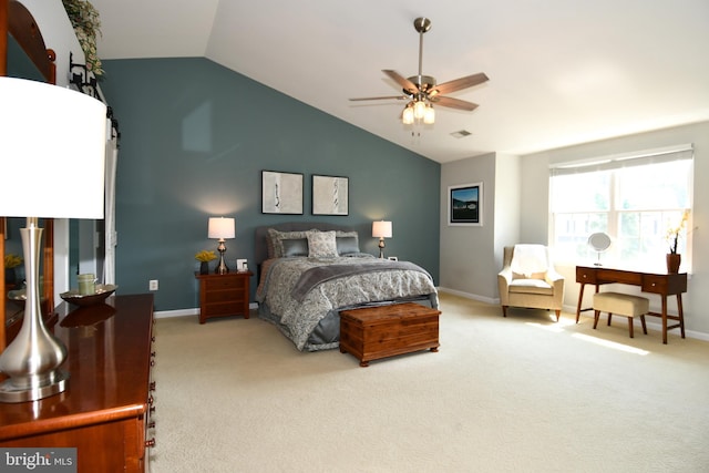 9111 Dartford Pl, Bristow, VA 20136 - bedroom featuring vaulted ceiling, carpet floors, and ceiling fan