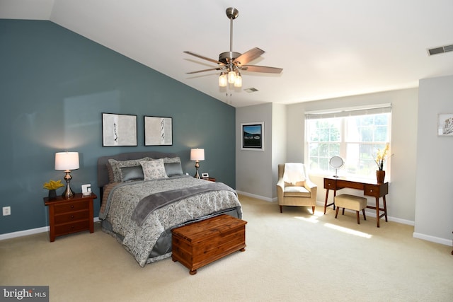 9111 Dartford Pl, Bristow, VA 20136 - bedroom featuring vaulted ceiling, carpet floors, and ceiling fan