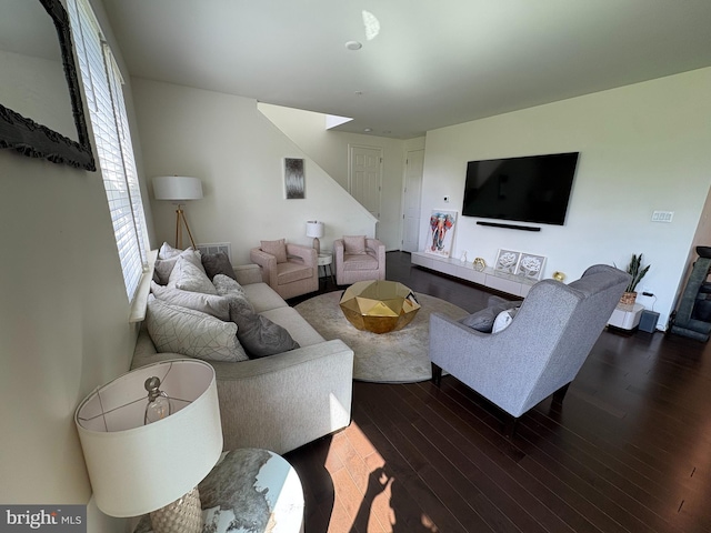 12139 Fallen Timbers Cir, Hagerstown, MD 21740 - living area featuring dark wood-style flooring and stairway