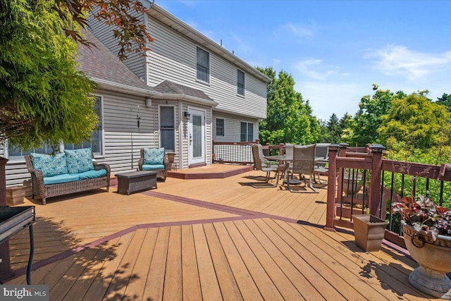 4127 Ford Dr, Emmaus, PA 18049 - wooden deck featuring outdoor dining area and an outdoor living space