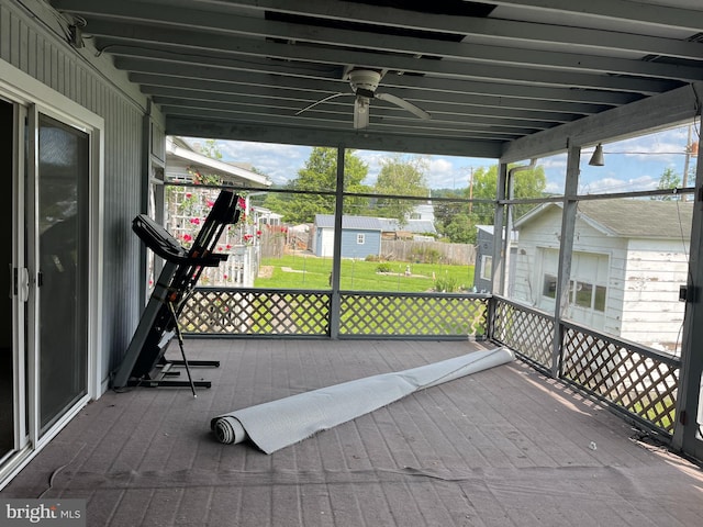 517 S Wayne St, Lewistown, PA 17044 - unfurnished sunroom with ceiling fan