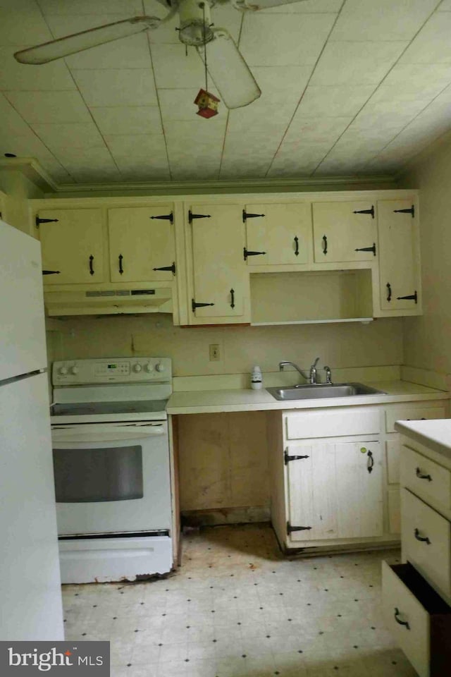 113 Sturgill Dr, Bel Air, MD 21015 - kitchen featuring white appliances, a sink, under cabinet range hood, and light floors