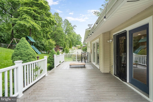 11106 Byrd Dr, Fairfax, VA 22030 - wooden terrace featuring a playground