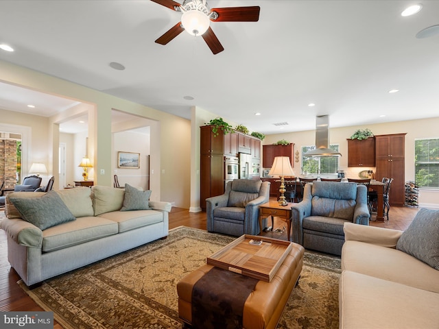 130 Grosbeak Ct, Lake Frederick, VA 22630 - living room with a ceiling fan, recessed lighting, and light wood-type flooring