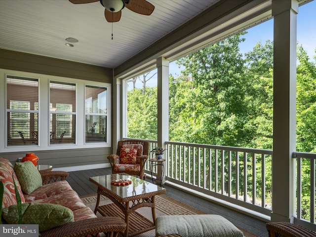 130 Grosbeak Ct, Lake Frederick, VA 22630 - sunroom / solarium featuring ceiling fan