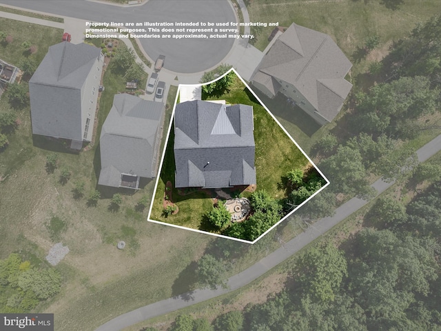 130 Grosbeak Ct, Lake Frederick, VA 22630 - aerial perspective of suburban area featuring property parcel outlined