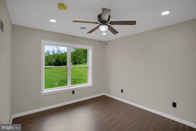 1777 Felmey Rd, Winfield, PA 17889 - empty room with dark wood-type flooring, baseboards, a ceiling fan, and recessed lighting