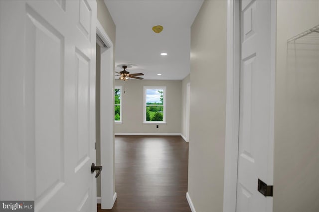 1777 Felmey Rd, Winfield, PA 17889 - corridor with dark wood-style floors, baseboards, and recessed lighting