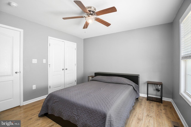 94 Gary Ln, Front Royal, VA 22630 - bedroom featuring wood finished floors, baseboards, a closet, and ceiling fan