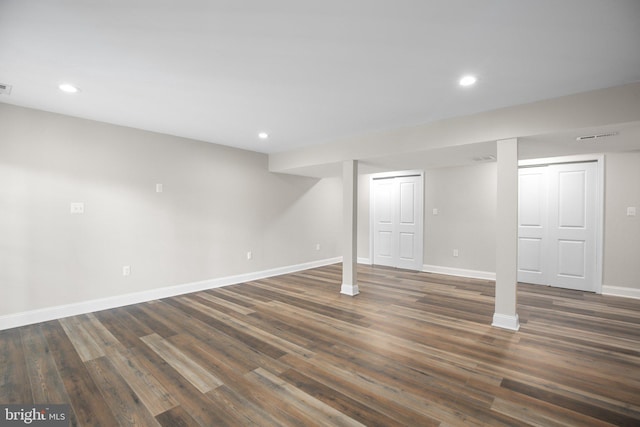 94 Gary Ln, Front Royal, VA 22630 - finished basement with baseboards, recessed lighting, and dark wood finished floors