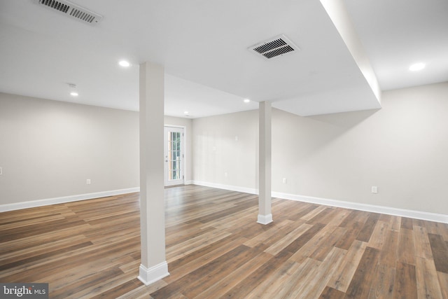 94 Gary Ln, Front Royal, VA 22630 - below grade area featuring baseboards, wood finished floors, and recessed lighting