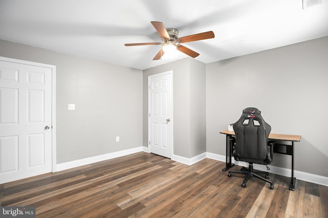 94 Gary Ln, Front Royal, VA 22630 - office featuring a ceiling fan, baseboards, and wood finished floors