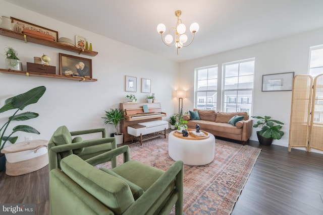 30 Kirby Ct, Bunker Hill, WV 25413 - living area featuring a chandelier and wood finished floors