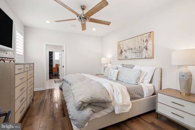 71 Tamarack Cir, Eagleville, PA 19403 - bedroom with dark wood-type flooring, recessed lighting, and ceiling fan