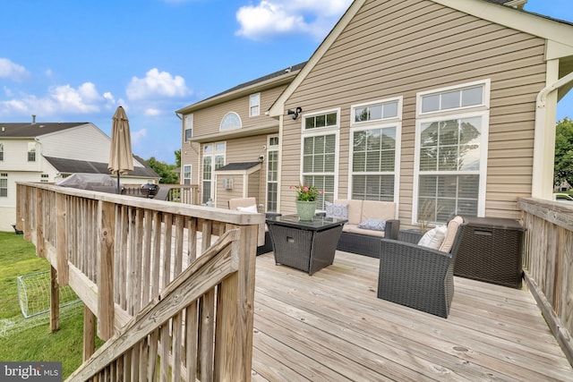 12116 Elmwood Dr, Brandywine, MD 20613 - wooden deck featuring an outdoor hangout area
