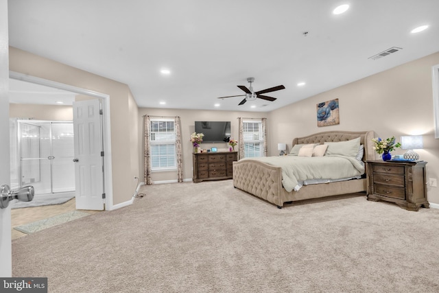 12116 Elmwood Dr, Brandywine, MD 20613 - carpeted bedroom featuring baseboards, recessed lighting, ceiling fan, and ensuite bathroom