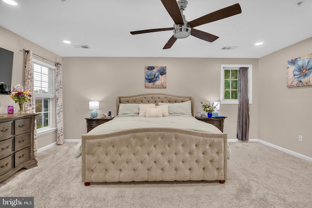 12116 Elmwood Dr, Brandywine, MD 20613 - bedroom featuring light carpet, baseboards, recessed lighting, and ceiling fan