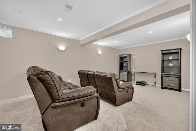 12116 Elmwood Dr, Brandywine, MD 20613 - carpeted home theater featuring ornamental molding, baseboards, and recessed lighting