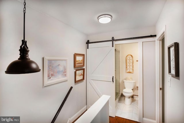 2905 Monterey Ct, Springfield, PA 19064 - bathroom featuring toilet, a stall shower, and marble finish floors