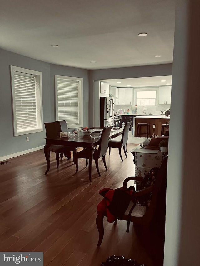 123 Bryn Mawr Ave, Bala Cynwyd, PA 19004 - dining room featuring dark wood finished floors, baseboards, and recessed lighting