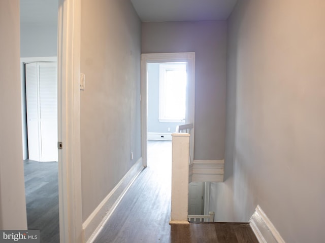 2549 N 29th St, Philadelphia, PA 19132 - hallway featuring wood finished floors and baseboards
