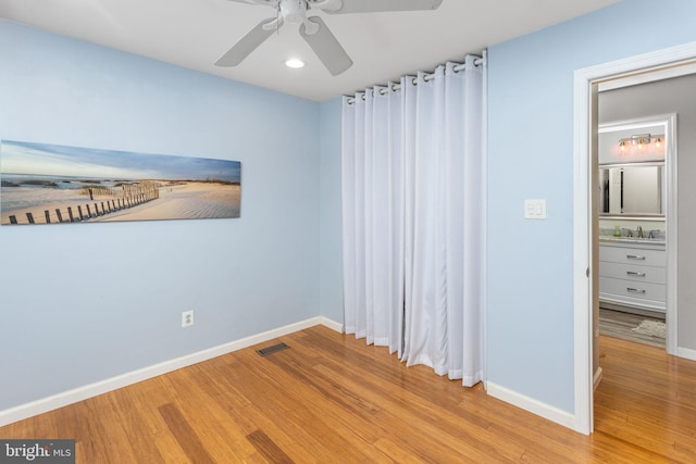 2 Gloucester Ct, Bordentown, NJ 08505 - unfurnished bedroom with light wood-style floors, baseboards, recessed lighting, and ceiling fan