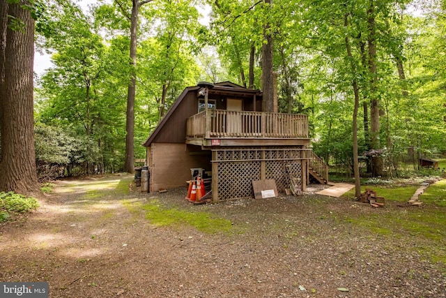 1906 Parkvue Rd, Fallston, MD 21047 - rear view of house featuring stairway and a wooden deck