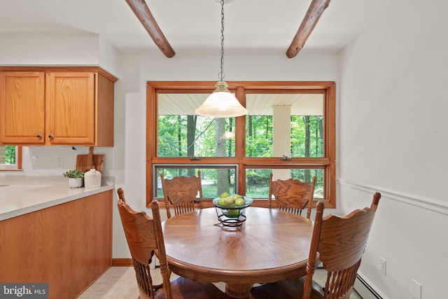 1906 Parkvue Rd, Fallston, MD 21047 - dining area featuring beam ceiling and baseboard heating