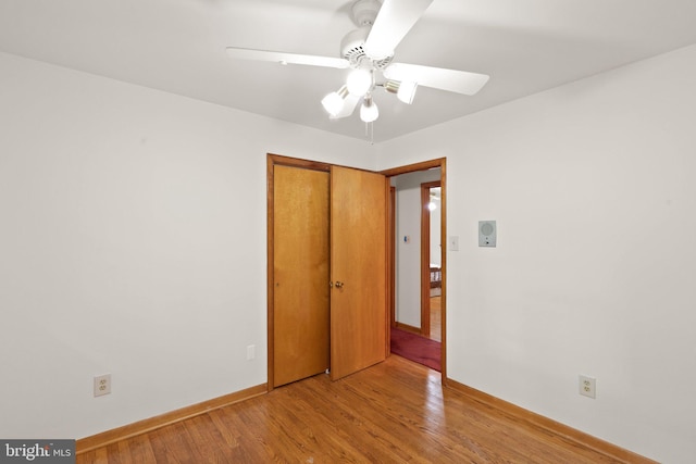 1906 Parkvue Rd, Fallston, MD 21047 - unfurnished bedroom featuring light wood-type flooring, a closet, and ceiling fan