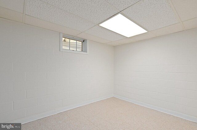 1906 Parkvue Rd, Fallston, MD 21047 - below grade area with a paneled ceiling and carpet floors