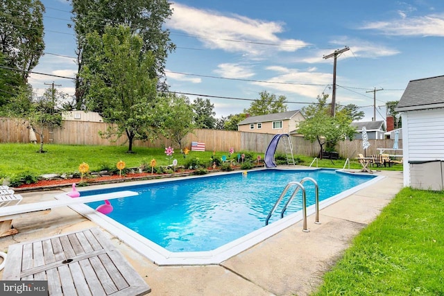12403 Rambling Ln, Bowie, MD 20715 - view of swimming pool featuring a diving board and a water slide