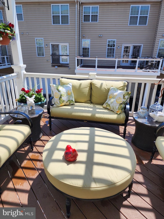23412 Berkeley Meadows Dr, Ashburn, VA 20148 - wooden terrace featuring outdoor lounge area