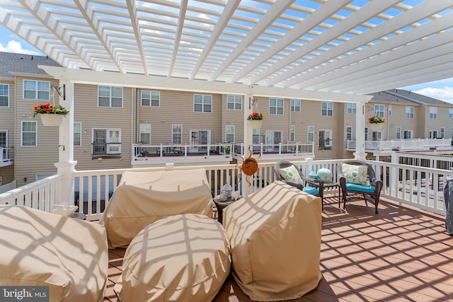 23412 Berkeley Meadows Dr, Ashburn, VA 20148 - view of patio featuring a pergola, a deck, and a residential view