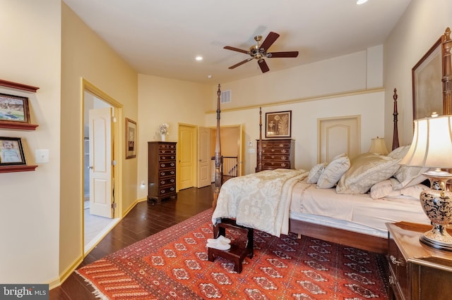 23412 Berkeley Meadows Dr, Ashburn, VA 20148 - bedroom with dark wood finished floors, baseboards, and recessed lighting