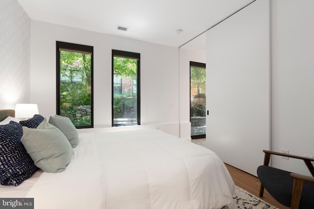 57 N St NW Unit 134, Washington, DC 20001 - bedroom with multiple windows, wood finished floors, and access to outside