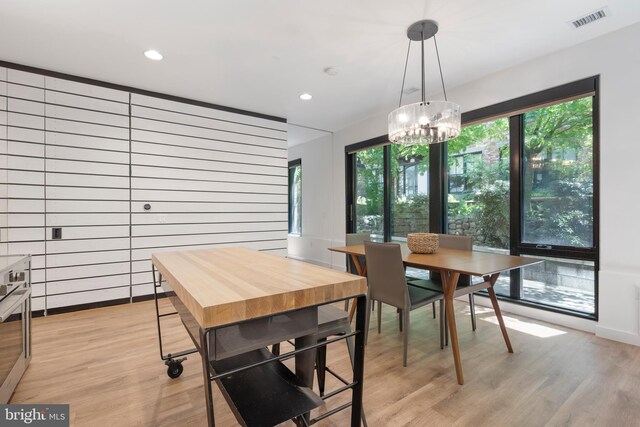 57 N St NW Unit 134, Washington, DC 20001 - dining room featuring light wood-style flooring, a chandelier, and recessed lighting