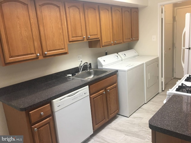 10241 Prince Pl Unit 27-T3, Upper Marlboro, MD 20774 - laundry room featuring light marble finish flooring and separate washer and dryer