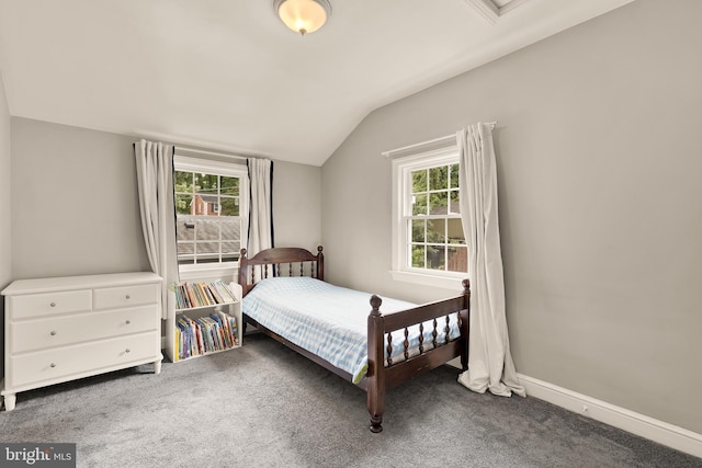 1861 S George Mason Dr, Arlington, VA 22204 - bedroom with lofted ceiling, carpet floors, and baseboards