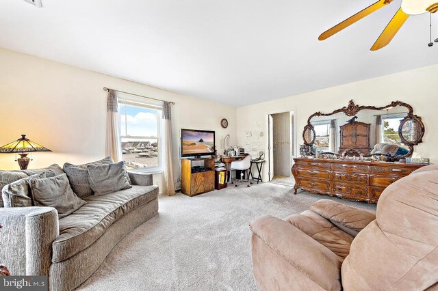 128 E Delaware Dr, Little Egg Harbor Twp, NJ 08087 - carpeted living area featuring ceiling fan