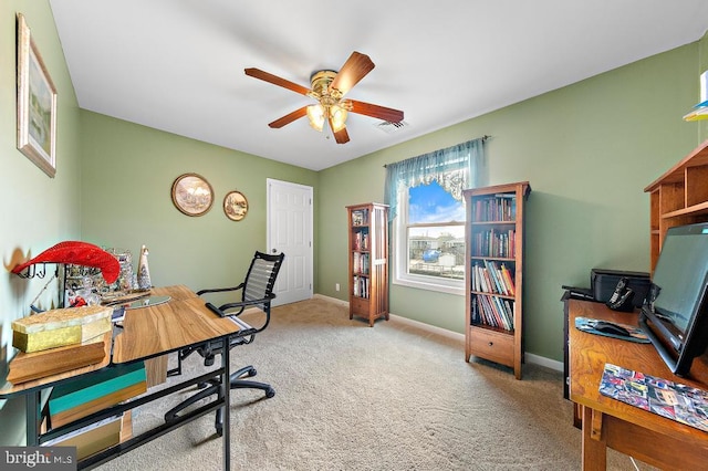 128 E Delaware Dr, Little Egg Harbor Twp, NJ 08087 - carpeted office space with ceiling fan and baseboards